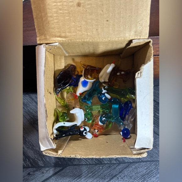 Minature Hand Blown Glass Animals Milk Glass Chicken Bird Mouse Dog etc, 15pcs - Picture 3 of 11